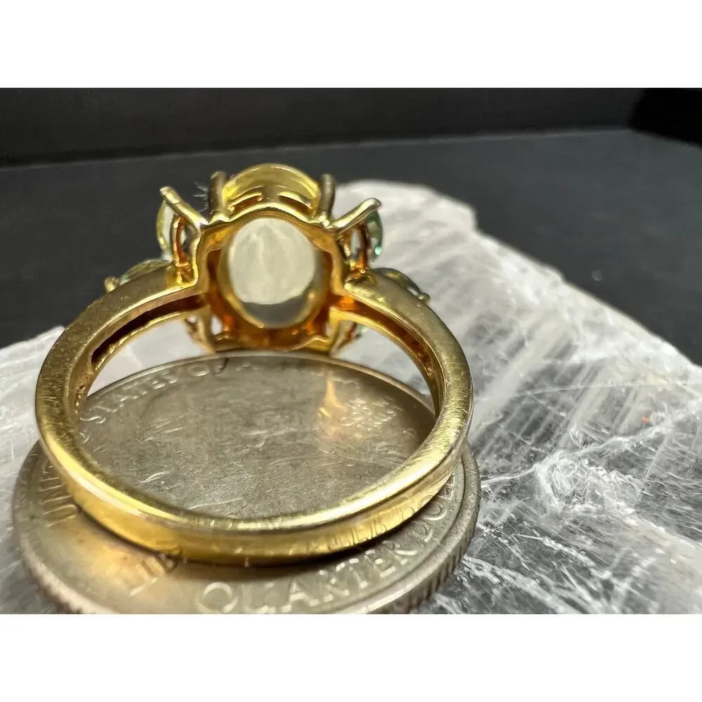 Champagne Quartz & Apatite Vermeil Ring Size 9